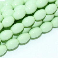 6mm x 4mm Czech Glass Rice Pearl - 100 Bead Strand - Light Spring Green - 48532