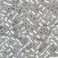 Miyuki 4mm (SB4) Square Bead - SB4-001F - Matte Silver Lined Crystal AB