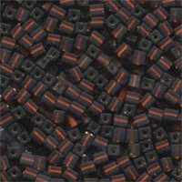 Miyuki 4mm (SB4) Square Bead - SB4-005F - Matte Silver Lined Dark Topaz AB
