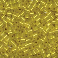 Miyuki 4mm (SB4) Square Bead - SB4-006F - Matte Silver Lined Yellow AB
