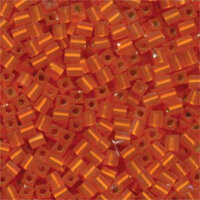 Miyuki 4mm (SB4) Square Bead - SB4-008F - Matte Silver Lined Orange AB