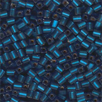 Miyuki 4mm (SB4) Square Bead - SB4-025F - Matte Silver Lined Capri Blue AB