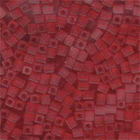 Miyuki 4mm (SB4) Square Bead - SB4-140F - Matte Transparent Red Orange