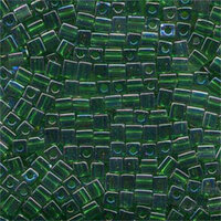 Miyuki 4mm (SB4) Square Bead - SB4-179 - Transparent Green AB