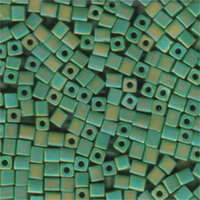 Miyuki 4mm (SB4) Square Bead - SB4-411FR - Matte Opaque Jade Green AB