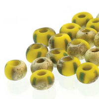 Preciosa 6/0 Rocaille Seed Beads - SB6-83520M-26481 - Aged Yellow & Green Etch Amber