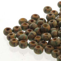Preciosa 8/0 Rocaille Seed Beads - SB8-83150M-86800 - Aged Yellow, Red & Green Travertine