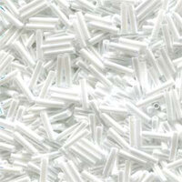Miyuki 6mm Slender Bugle Bead - SLB136-420 - Opaque White Luster
