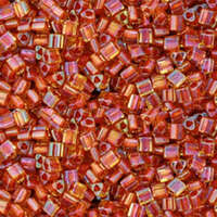 11/0 Triangle - Inside-Color Jonquil/Brick Red-Lined - TG-11-951