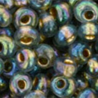 3mm Magatama Beads - Gold-Lined Rainbow Black Diamond - TM-03-999