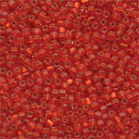 Miyuki 8/0 Triangle Bead - TR8-10F - Matte Silver Lined Flame Red