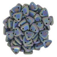 CzechMates 6mm Triangle Beads - 2 Hole - Matte Iris Green - TRI06-23980-21155
