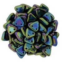 CzechMates 6mm Triangle Beads - 2 Hole - Iris Green - TRI06-23980-21455
