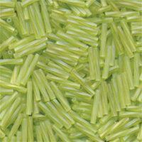 Miyuki 12mm x 2mm Twisted Bugle Bead - TW2012-258F - Matte Transparent Chartreuse Ab