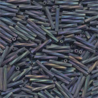 Miyuki 12mm x 2mm Twisted Bugle Bead - TW2012-401FR - Matte Black AB