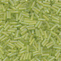 Miyuki 6mm x 2mm Twisted Bugle Bead - TW206-258F - Matte Transparent Chartreuse AB