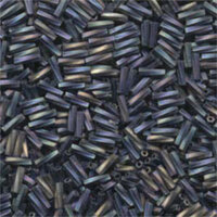 Miyuki 6mm x 2mm Twisted Bugle Bead - TW206-401FR - Matte Black AB