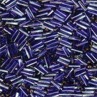 Miyuki 6mm x 2mm Twisted Bugle Bead - TW206-3939 - Silver Lined Aqua / Cobalt
