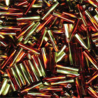 Miyuki 12mm Twisted Bugle Bead - TW2712-3937 - Silver Lined Bright Green / Dark Topaz