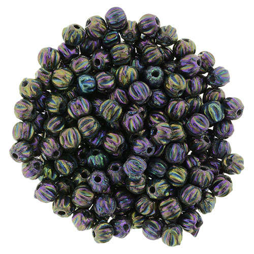 3mm Iris - Purple - Melon Round - 100 Bead Strand - 287-03-21495