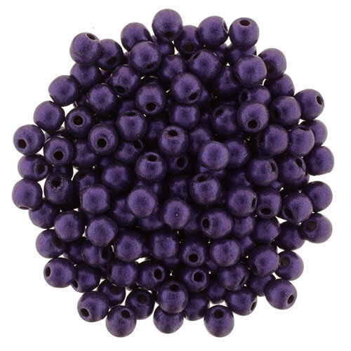 3mm Metallic Suede - Purple - Round Beads - 100 Bead Strand - 5-03-79021