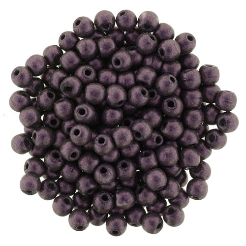 3mm Metallic Suede - Pink - Round Beads - 100 Bead Strand - 5-03-79086