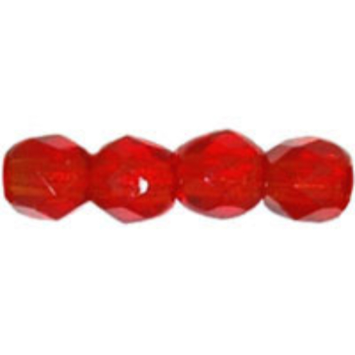 3mm - Siam Ruby - Faceted Round Firepolish - 50 Bead Strand - 1-03-9008