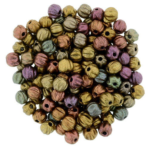 3mm Matte - Metallic Bronze Iris - Melon Round - 100 Bead Strand - 287-03-K0164