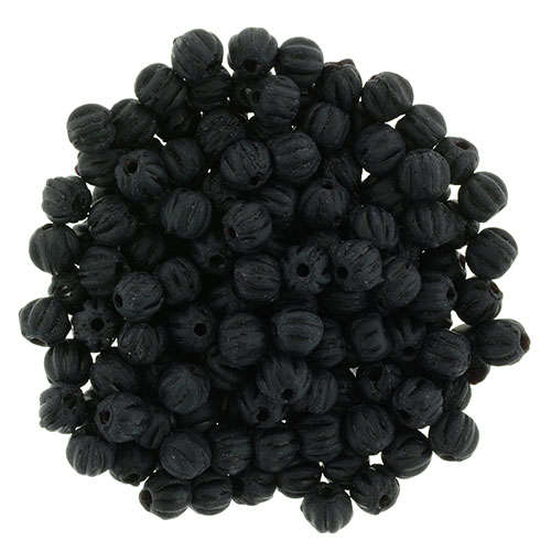 3mm Matte - Jet - Melon Round - 100 Bead Strand - 287-03-M2398