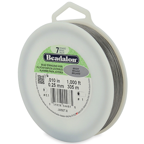 7 Strand Stainless Steel Bead Stringing Wire - .010 in (0.25 mm) -  1000 ft (305 m) - Bright - JW00T-8