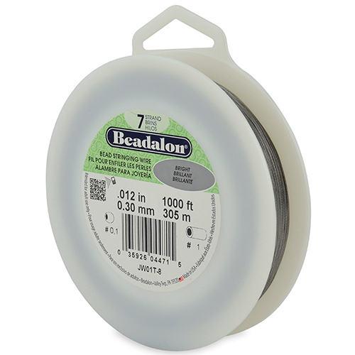 7 Strand Stainless Steel Bead Stringing Wire - .012 in (0.30 mm) -  1000 ft (305 m) - Bright - JW01T-8