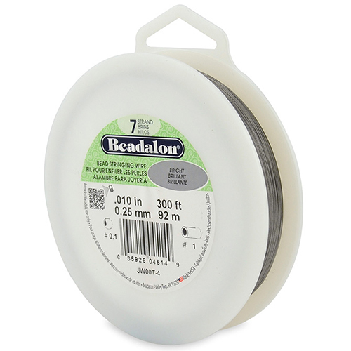 7 Strand Stainless Steel Bead Stringing Wire - .010 in (0.25 mm) -  300 ft (91 m) - Bright - JW00T-4