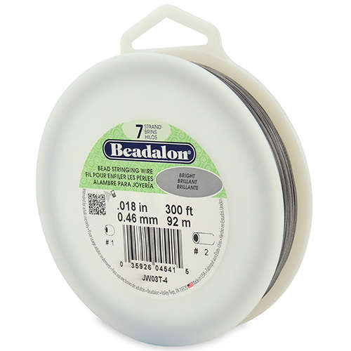 7 Strand Stainless Steel Bead Stringing Wire - .018 in (0.46 mm) -  300 ft (91 m) - Bright - JW03T-4