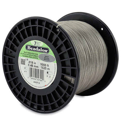 7 Strand Stainless Steel Bead Stringing Wire - .018 in (0.46 mm) -  5000 ft (1525 m) - Bright - JW03T-9