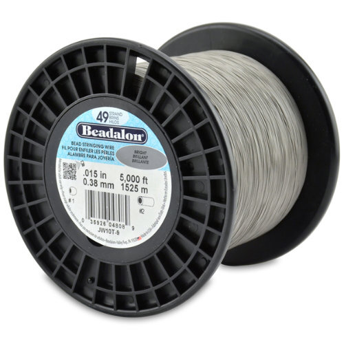 49 Strand Stainless Steel Bead Stringing Wire - .015 in (0.38 mm) -  5000 ft (1525 m) - Bright - JW10T-9