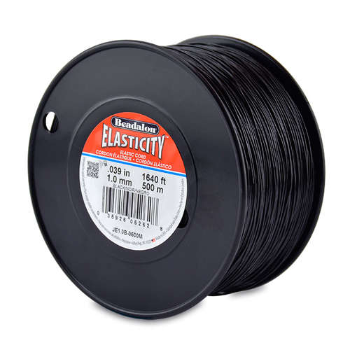 Beadalon Elasticity Black Stretchy Cord Bulk Spool .8mm x 328 feet  #JE08T-100M