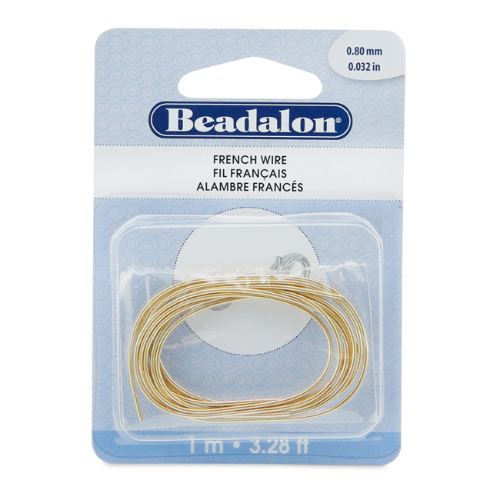 French Wire - 0.8 mm (.032 in) - Gold Plated - 1 m - JFFW0.8G-01M
