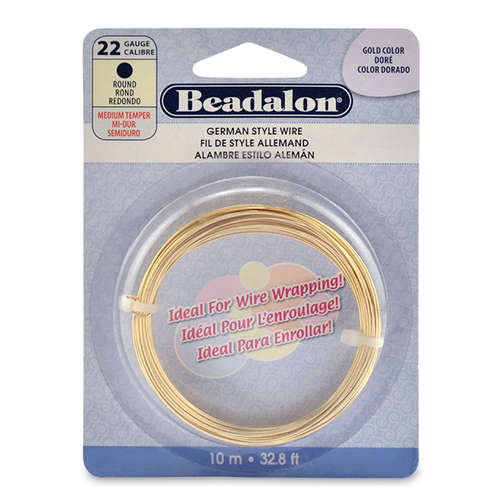22 Gauge (0.64 mm) - Round German Style Wire - 32.8FT (10m) - Gold Color - 180A-022