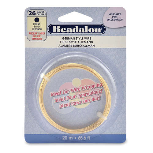 26 Gauge (0.41 mm) - Round German Style Wire - 65.6FT (20m) - Gold Color - 180A-026