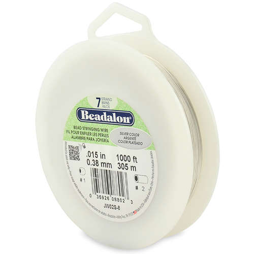 7 Strand  Bead Stringing Wire - .015 in (0.38 mm) - 1000 ft (305 m) - Silver Color - JW02S-8