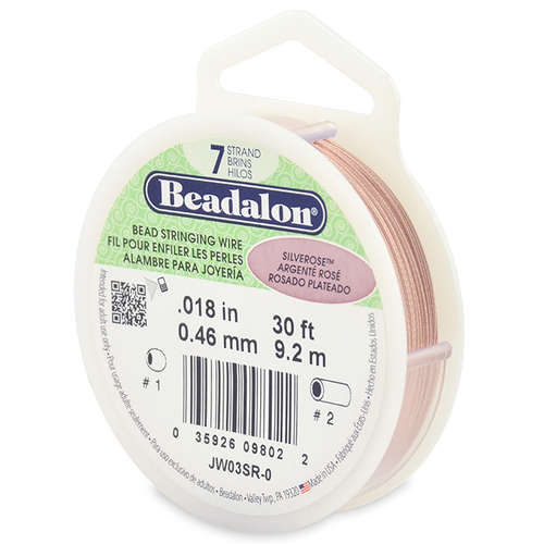 7 Strand  Bead Stringing Wire - .018 in (0.46 mm) - 30 ft (9.2 m) - Silver Rose Color - JW03SR-0 - Discontinued