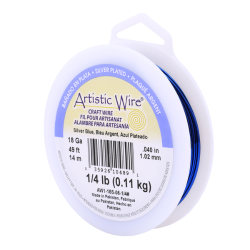 18 Gauge (1.0 mm) - 49.8 ft (15.2 m) - Silver Plated, Silver Blue - AW1-18S-06-1/4#
