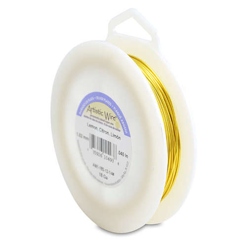 18 Gauge (1.0 mm) - 49.8 ft (15.2 m) - Silver Plated, Lemon - AW1-18S-12-1/4#