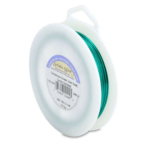 18 Gauge (1.0 mm) - 49.8 ft (15.2 m) - Silver Plated, Christmas Green - AW1-18S-13-1/4#