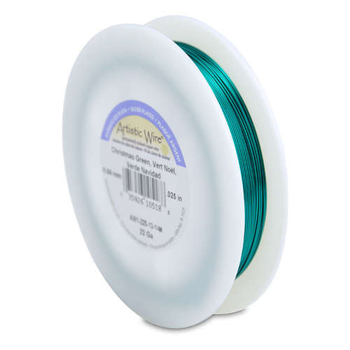 22 Gauge (.64 mm) - 125.5 ft (38.3 m) - Silver Plated - Christmas Green - AW1-22S-13-1/4#