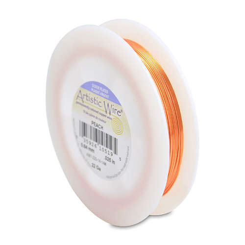 22 Gauge (.64 mm) - 125.5 ft (38.3 m) - Silver Plated - Peach - AW1-22S-14-1/4#