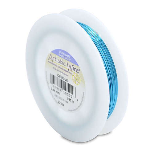 22 Gauge (.64 mm) - 125.5 ft (38.3 m) - Silver Plated - Ice Blue - AW1-22S-16-1/4#