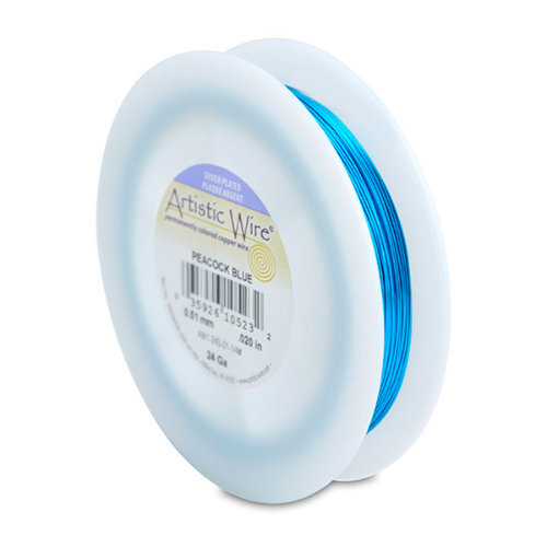 24 Gauge (.51 mm) - 198.0 ft (60.4 m) - Silver Plated - Peacock Blue - AW1-24S-01-1/4#
