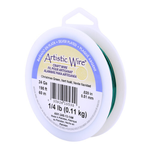 24 Gauge (.51 mm) - 198.0 ft (60.4 m) - Silver Plated - Christmas Green - AW1-24S-13-1/4#