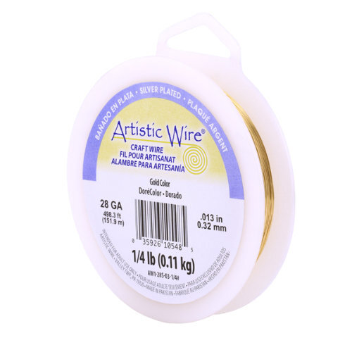 28 Gauge (.32 mm) - 498.3 ft (151.9 m) -  Silver Plated - Gold Color - AW1-28S-03-1/4#